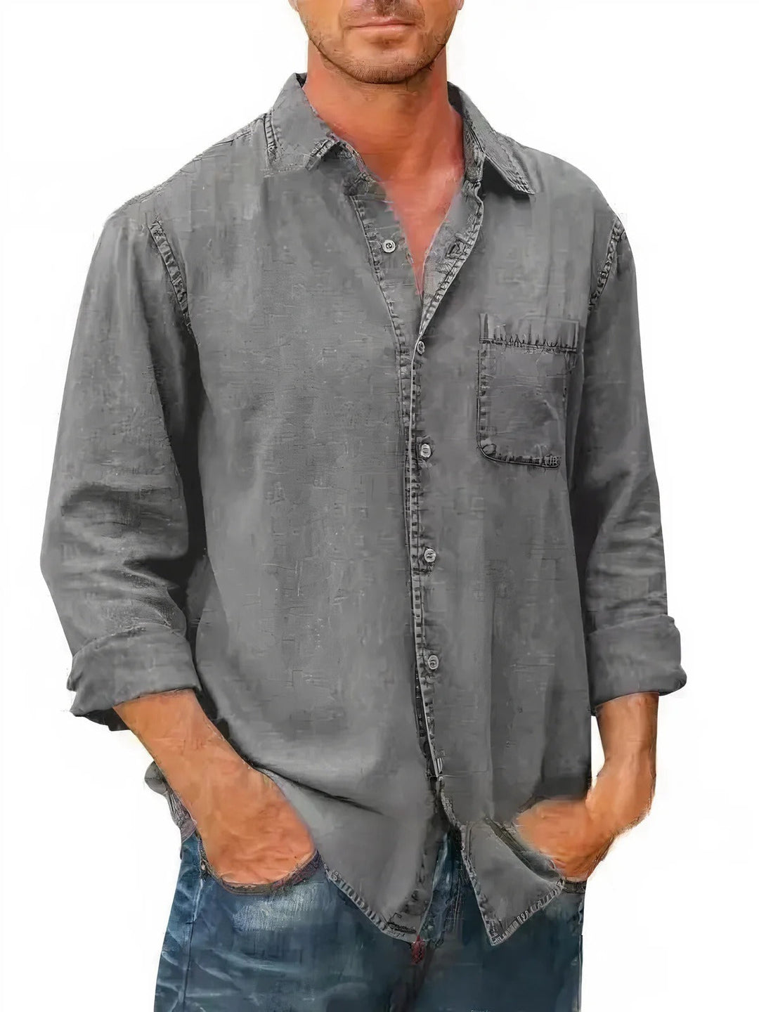 Felix - Camicia lunga in misto denim