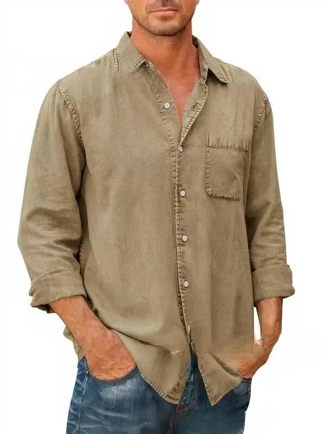 Felix - Camicia lunga in misto denim
