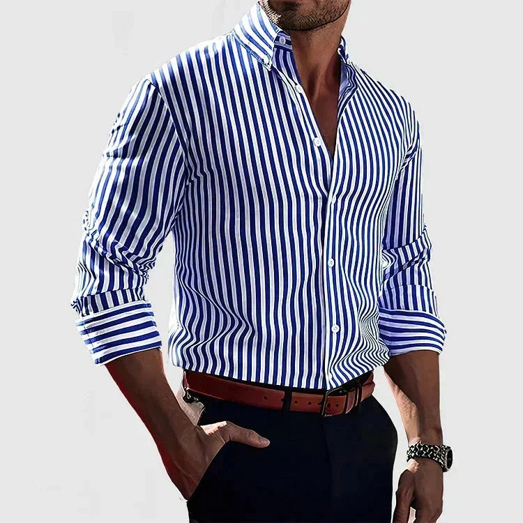 Xavier - Camicia a righe in misto morbido