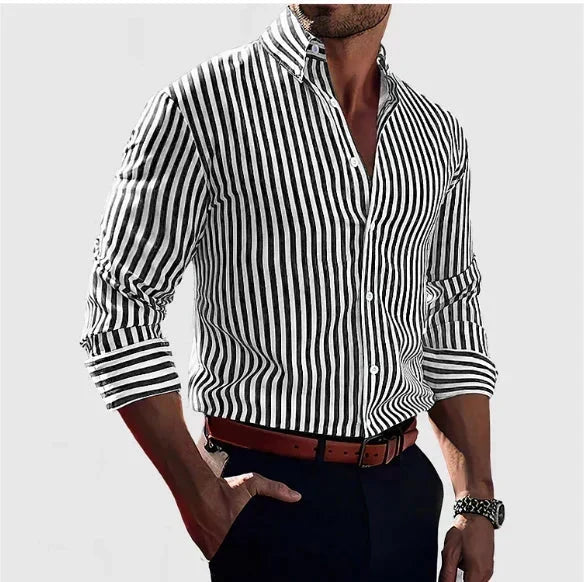Xavier - Camicia a righe in misto morbido
