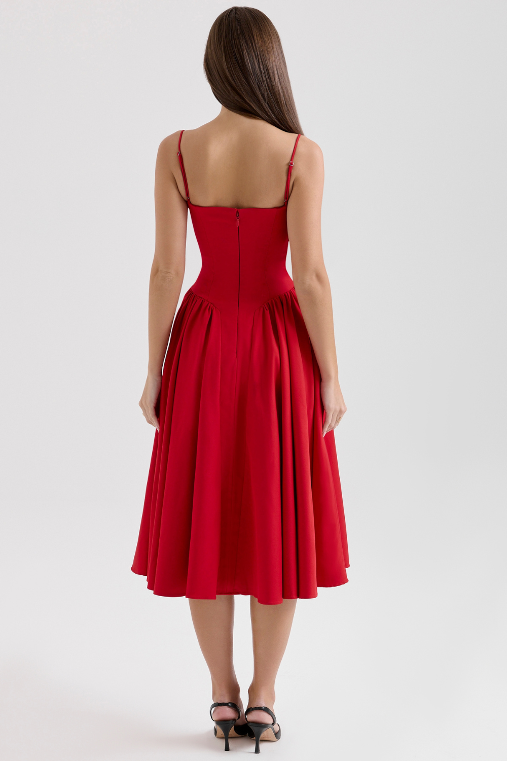 Solène – Abito midi in twill con corsetto