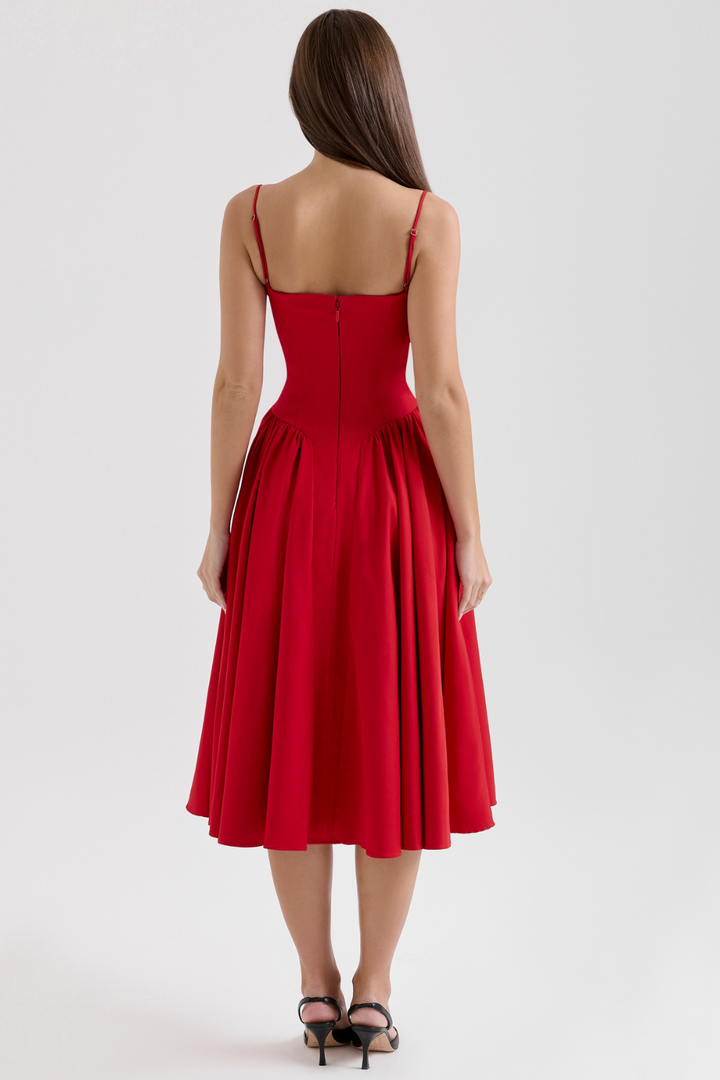 Solène – Abito midi in twill con corsetto