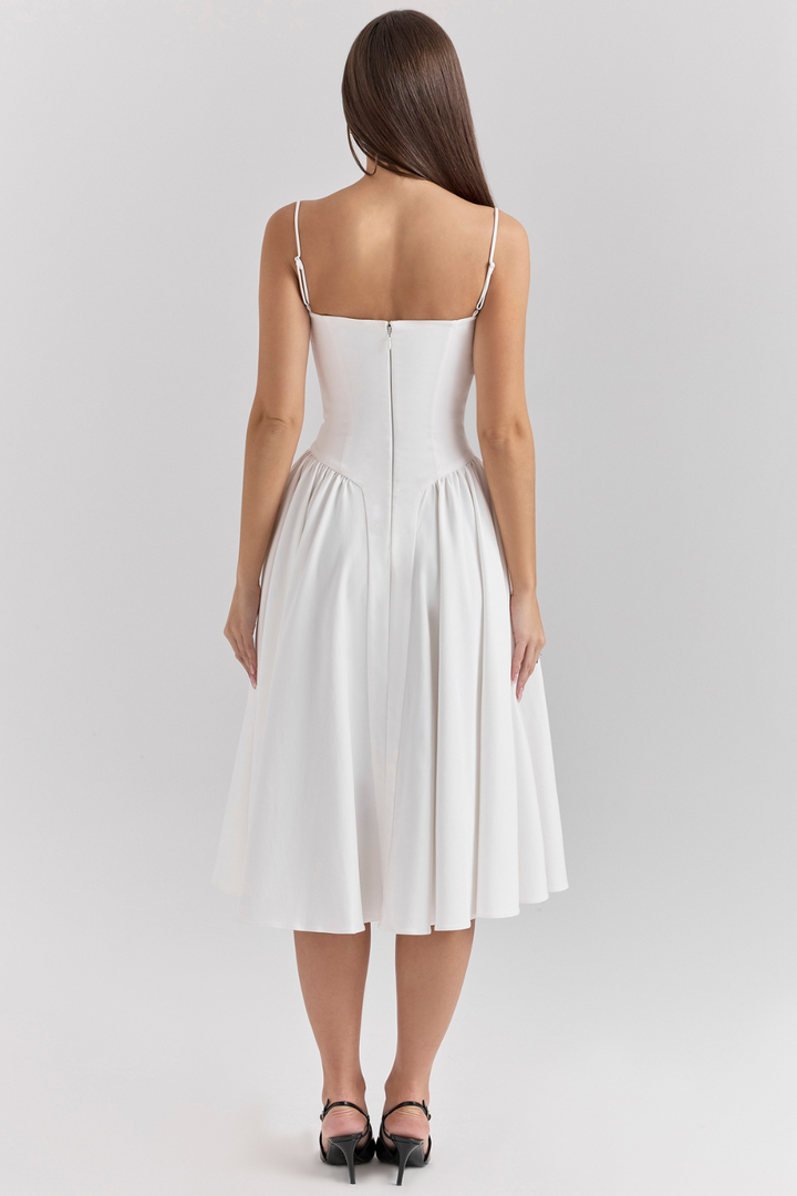 Solène – Abito midi in twill con corsetto
