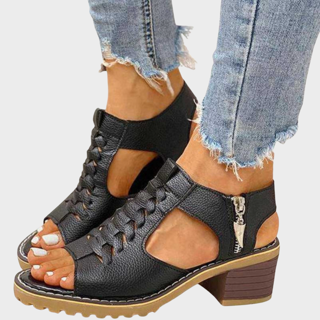 Cornelia – Eleganti sandali peep-toe con tacco a blocco