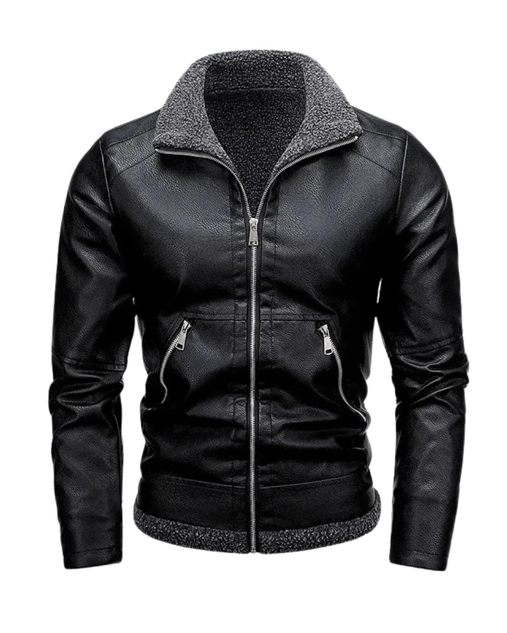 Elegante Giacca in Pelle e Fleece