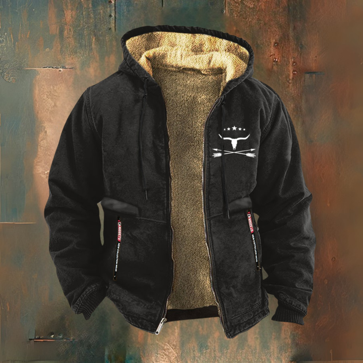 Henry | Giacca con cappuccio foderata in sherpa nera