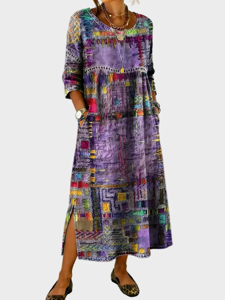 Inaya - Denim Dress with Ethno Patchwork