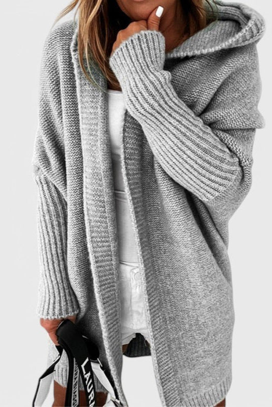 Cardigan in maglia oversize con cappuccio