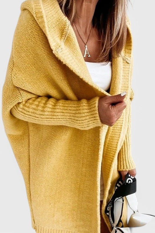 Cardigan in maglia oversize con cappuccio