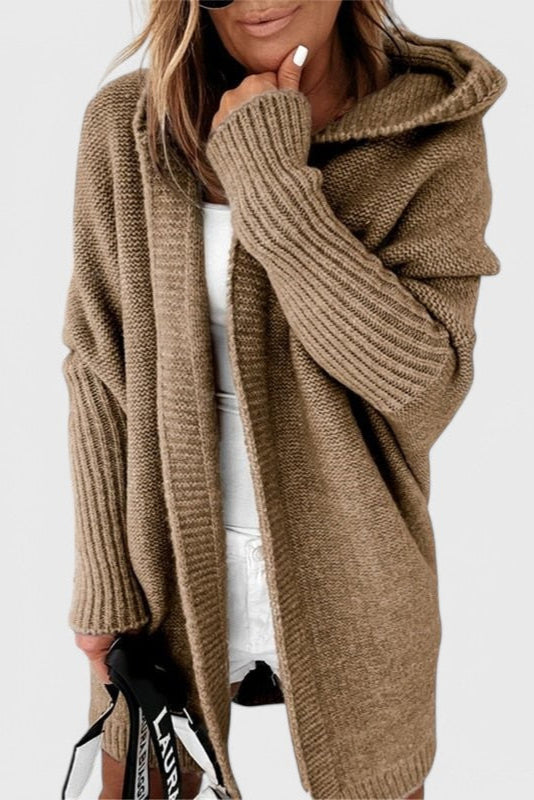 Cardigan in maglia oversize con cappuccio
