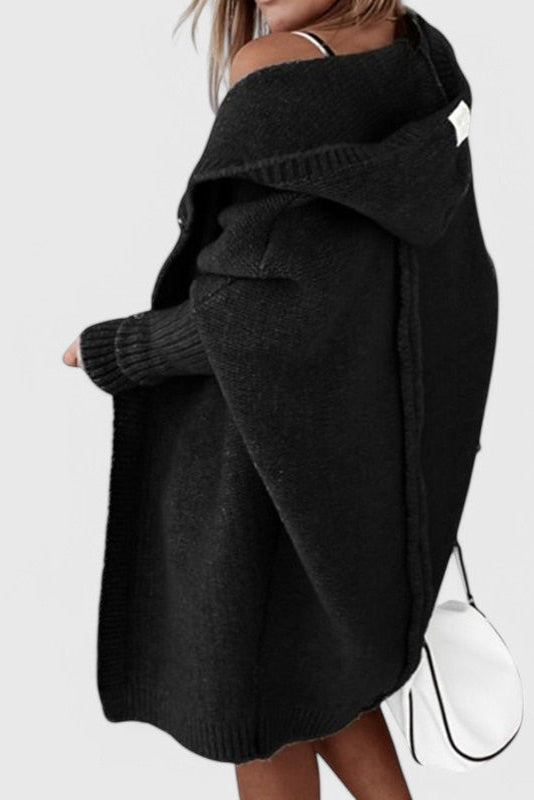 Cardigan in maglia oversize con cappuccio