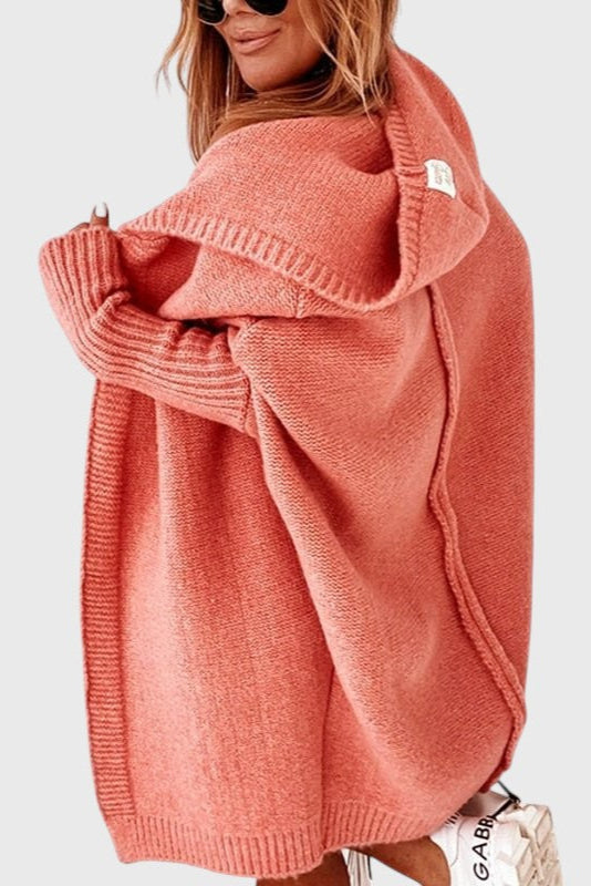 Cardigan in maglia oversize con cappuccio