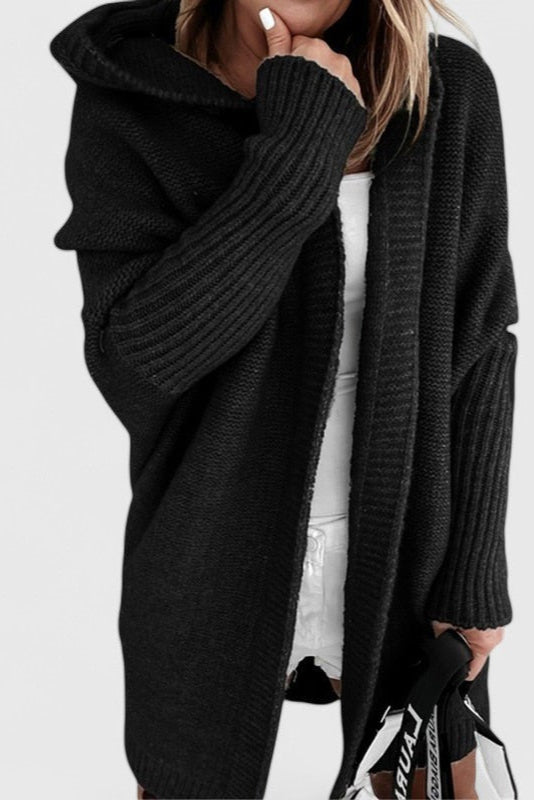 Cardigan in maglia oversize con cappuccio