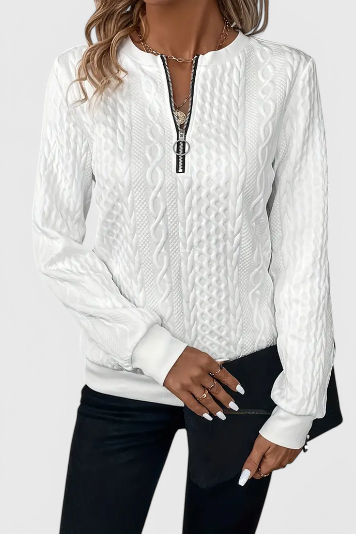 Zoey | Maglione in maglia con zip morbida