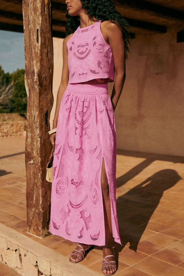 Stella - Completo in pizzo rosa