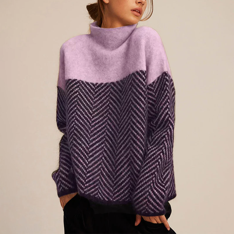 Maglione dolcevita a spina di pesce