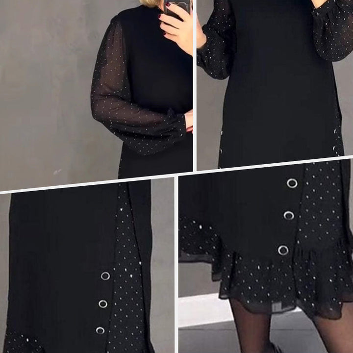 Estela | Abito elegante con cristalli e scollo rotondo