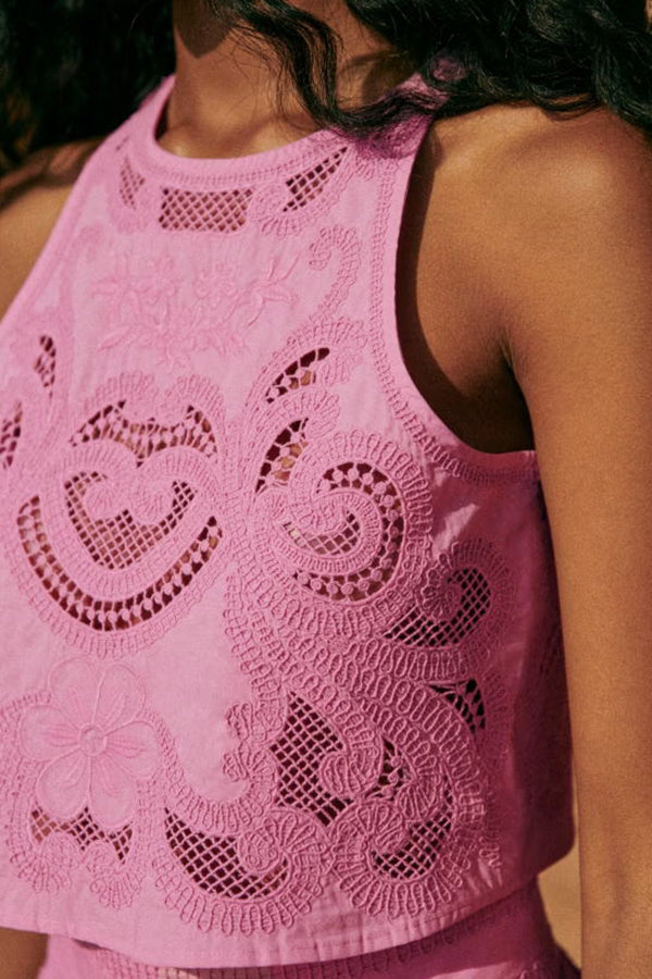 Stella - Completo in pizzo rosa