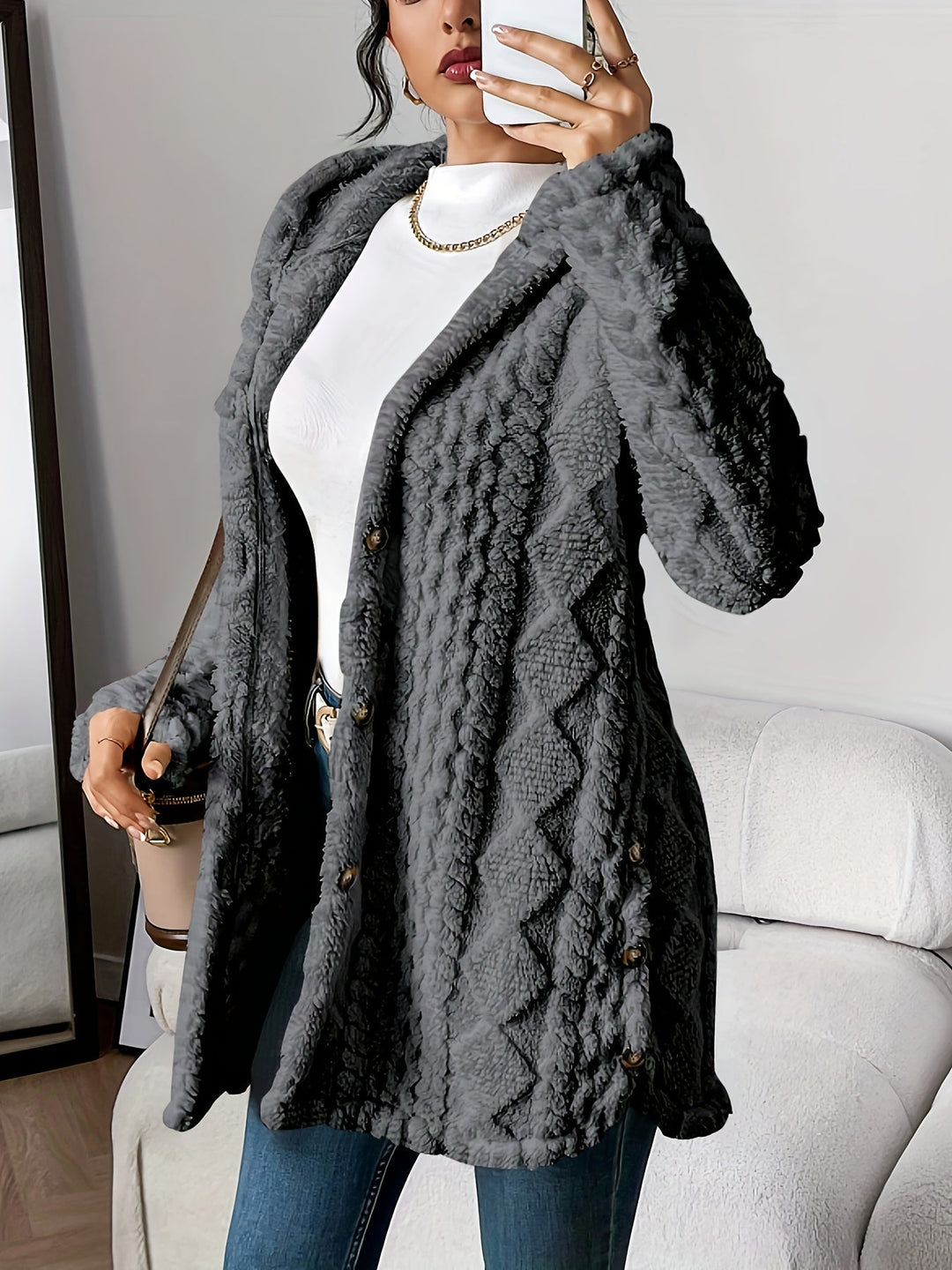 Irene - Cappotto soffice con cappuccio