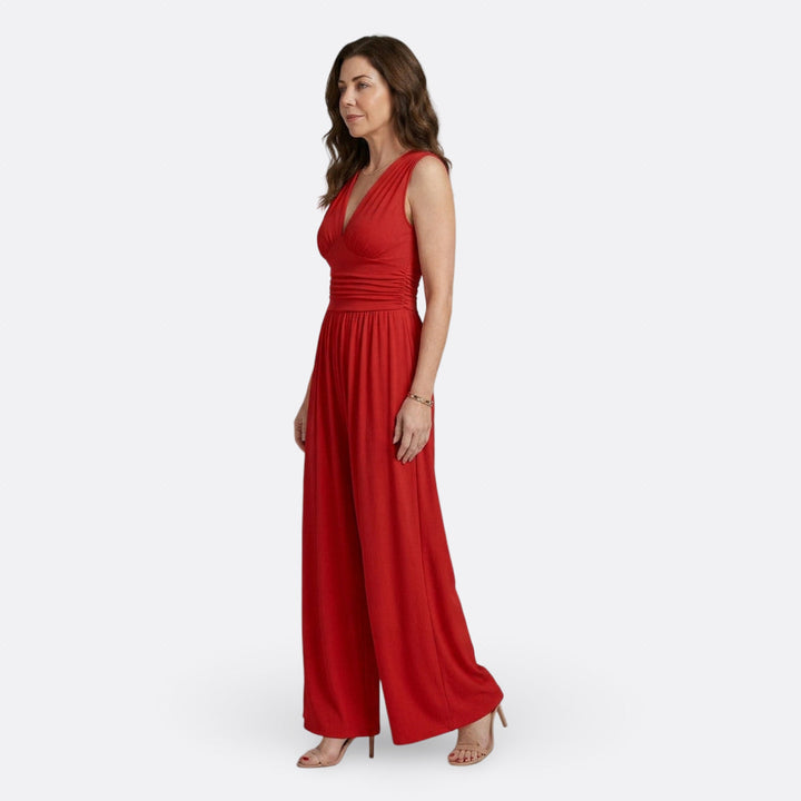 Hannah - Tuta jumpsuit smanicata a gamba larga