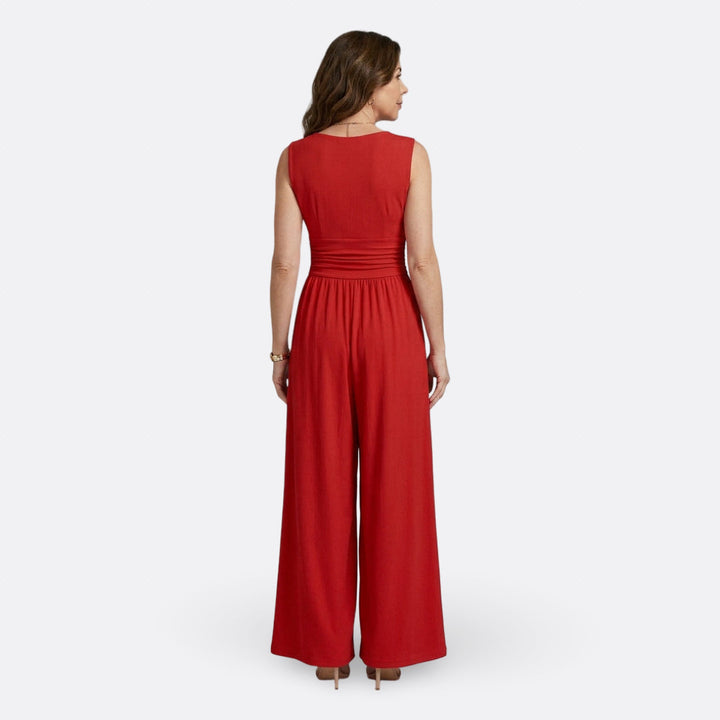 Hannah - Tuta jumpsuit smanicata a gamba larga
