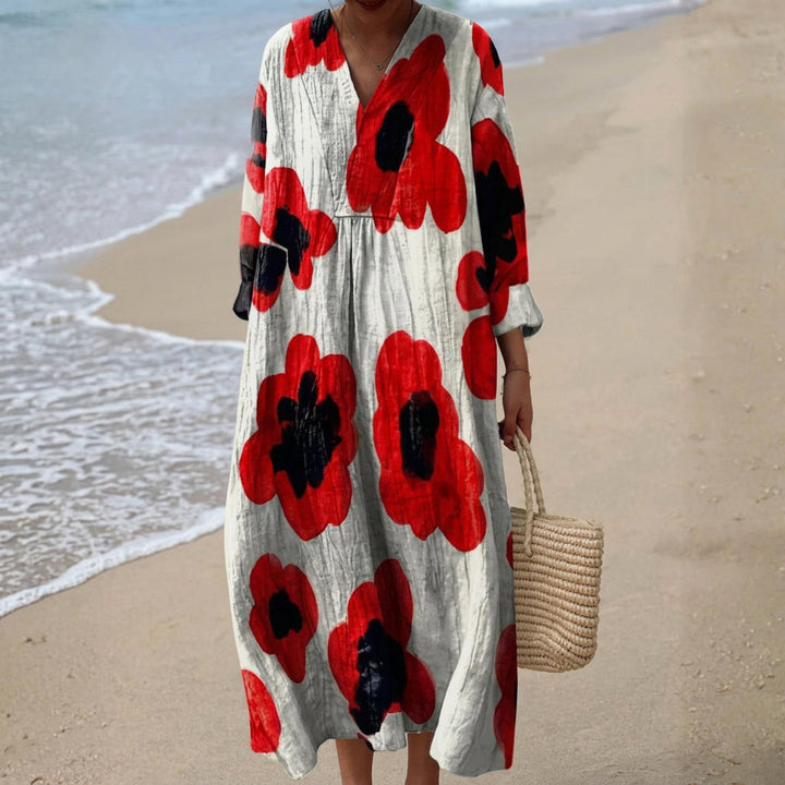 Evie - Maxi abito floreale rosso