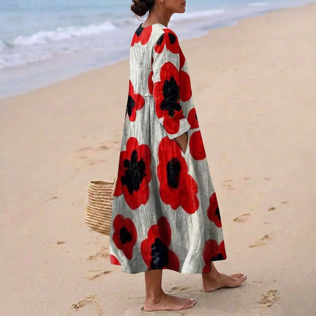 Evie - Maxi abito floreale rosso