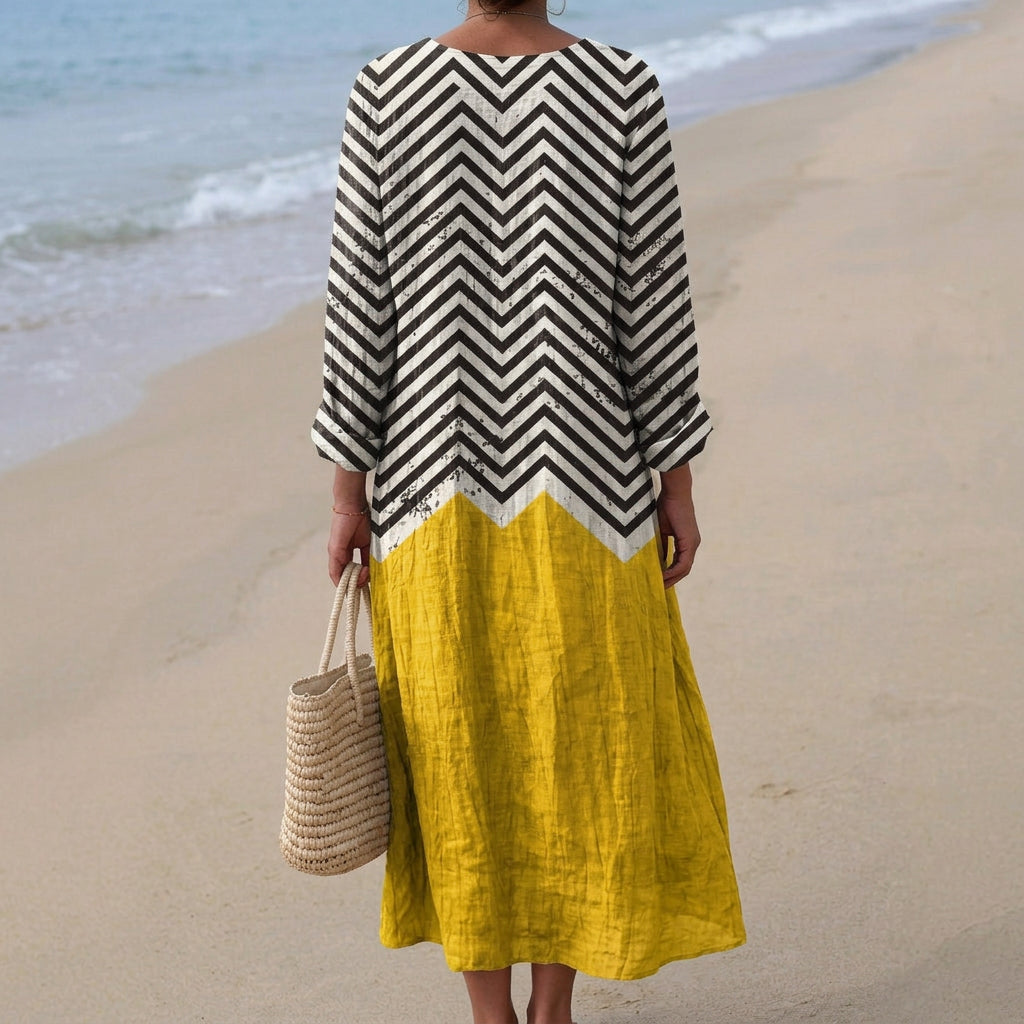 Charlotte - Vestito a zig-zag a contrasto