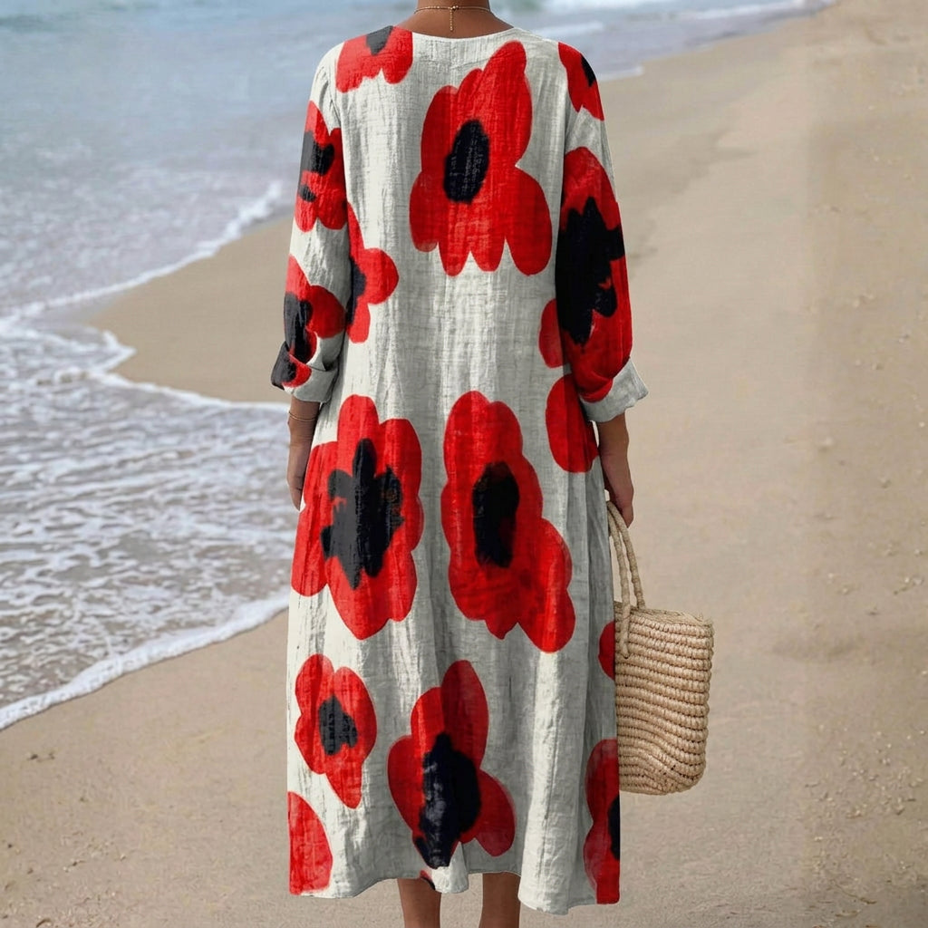 Evie - Maxi abito floreale rosso