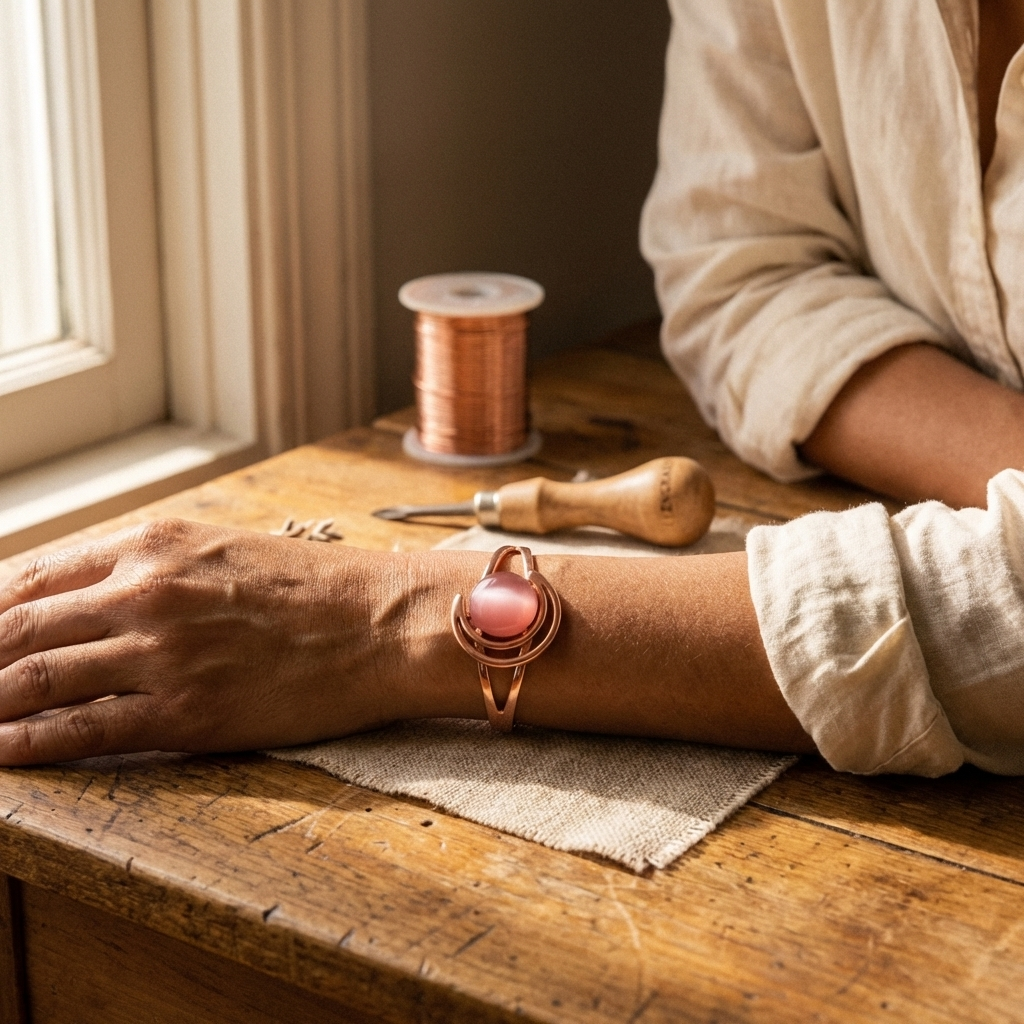 Bracciale Sferico in Rame Rosa