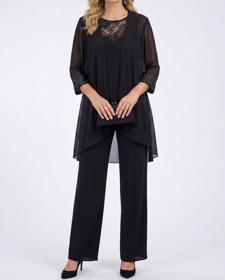 Evelina™ | Completo giacca fluida e pantalone a gamba larga