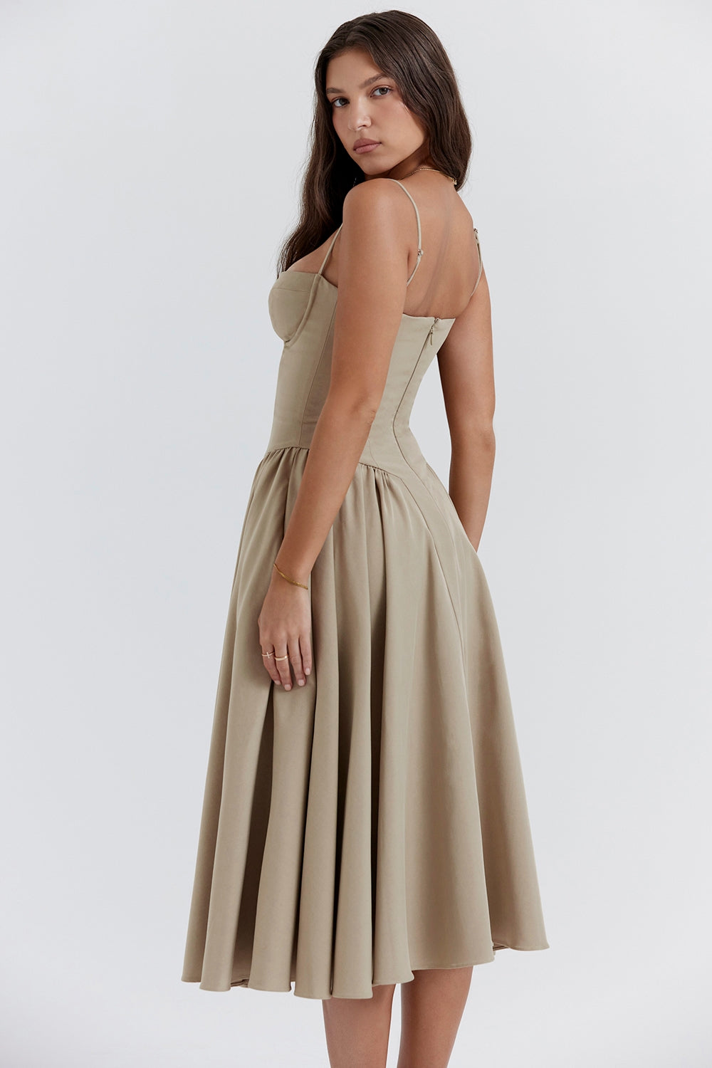 Solène – Abito midi in twill con corsetto