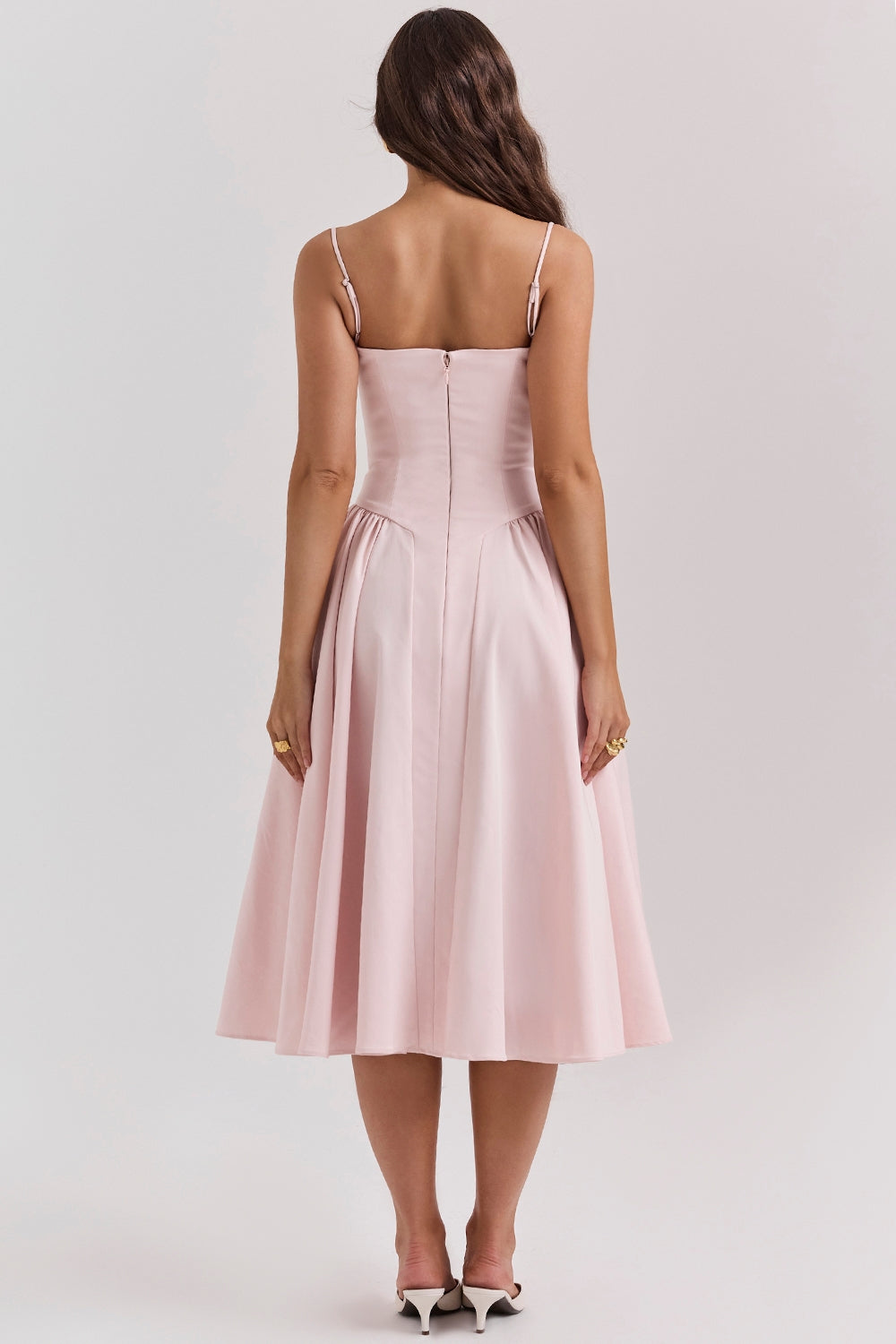 Solène – Abito midi in twill con corsetto