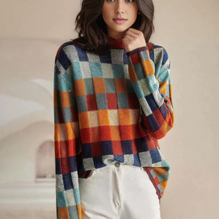 Maglione a quadri in maglia Fall Luxe