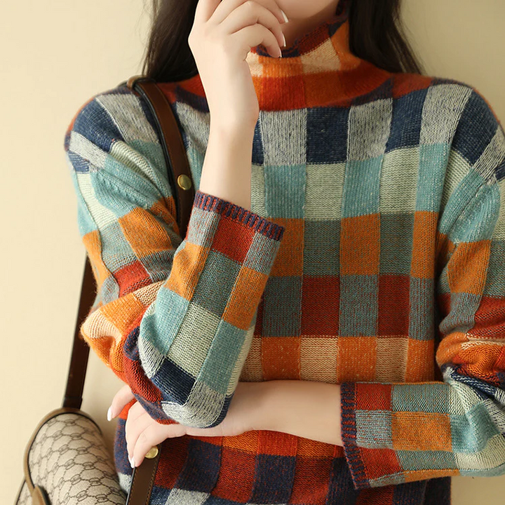 Maglione a quadri in maglia Fall Luxe