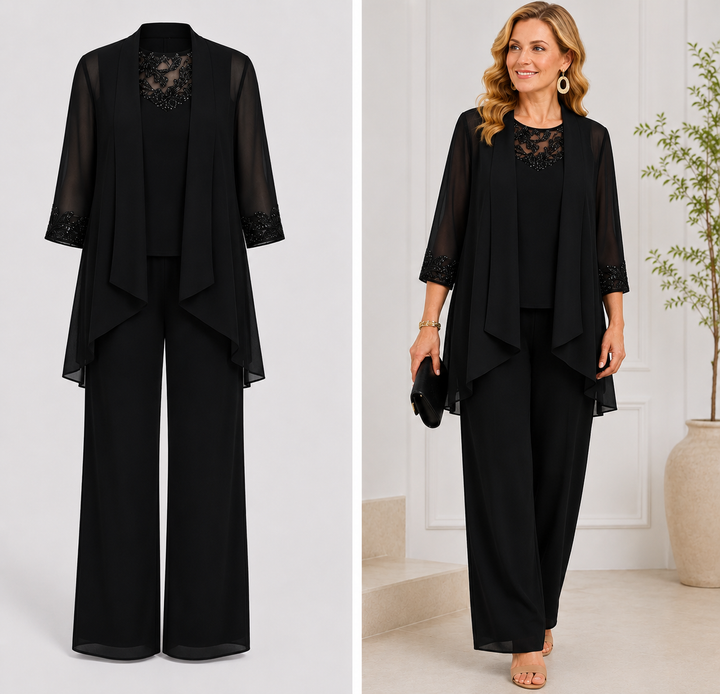 Evelina™ | Completo giacca fluida e pantalone a gamba larga