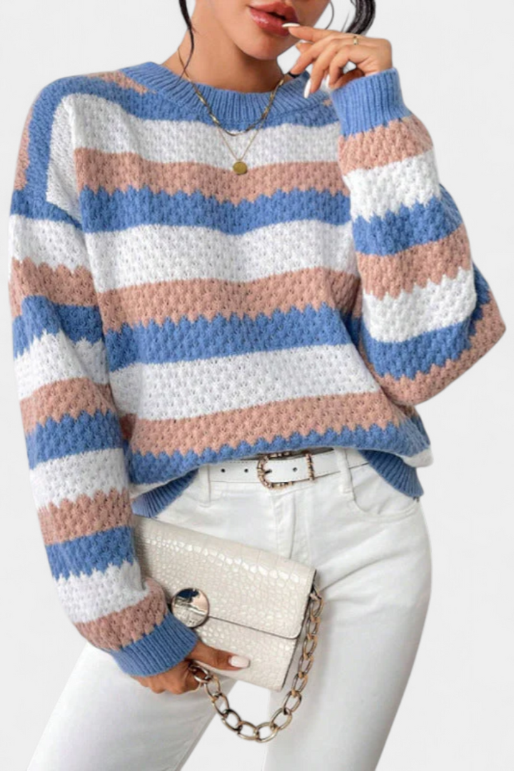 Maglione oversize a righe Kristen con scollo rotondo