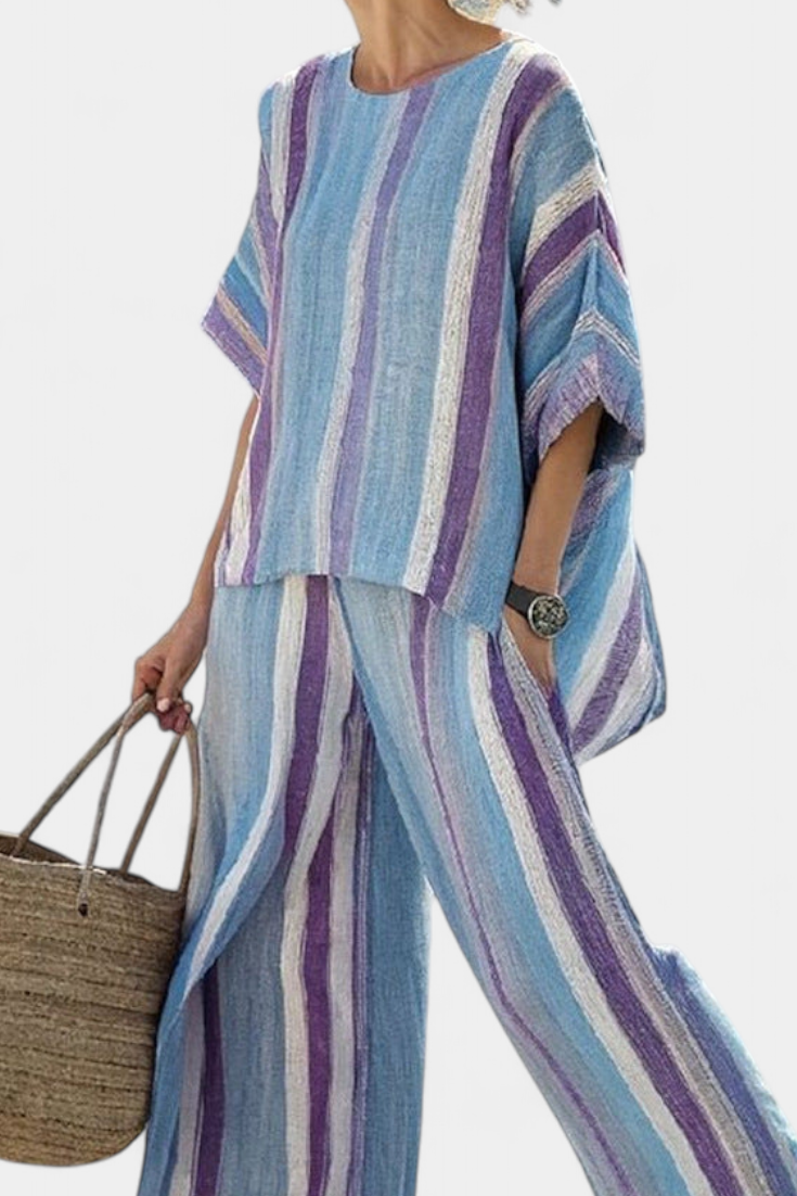 Laura - Set a righe color lilla