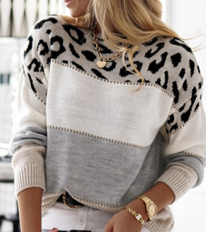 Maglione con stampa leopardata