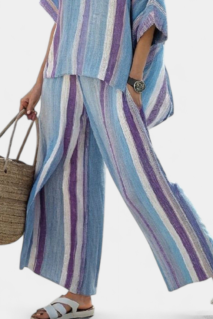 Laura - Set a righe color lilla