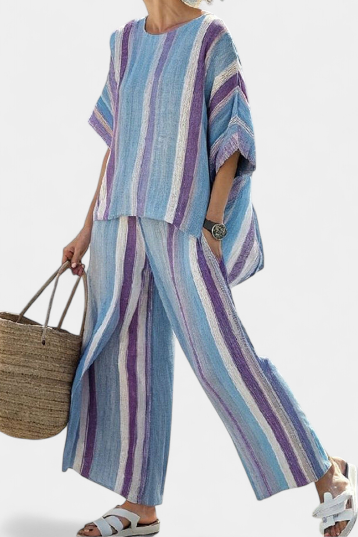 Laura - Set a righe color lilla