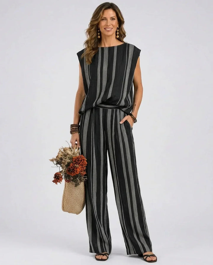 Alessia - Completo a due pezzi elegante a righe