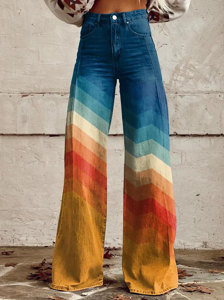 Pantaloni larghi retrò Chevron