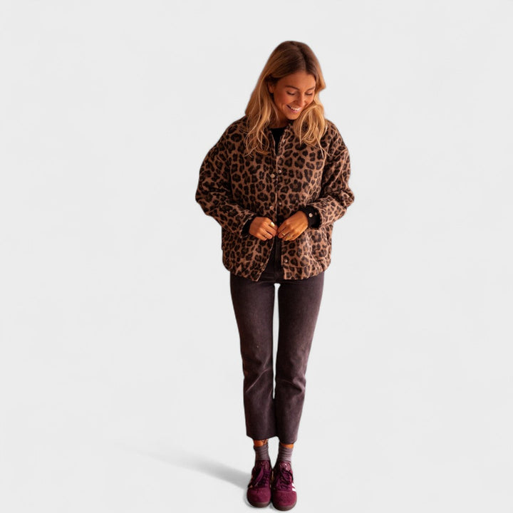 Gina - Cappotto moderno con stampa leopardata