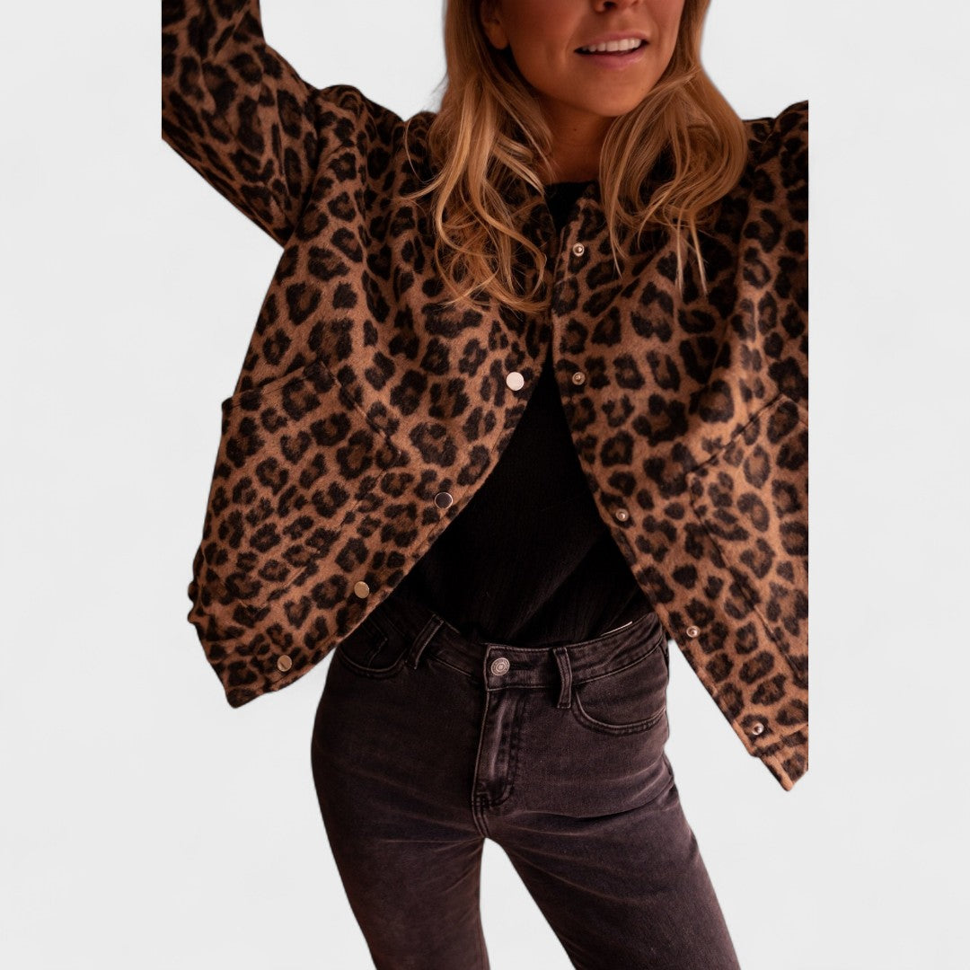 Gina - Cappotto moderno con stampa leopardata