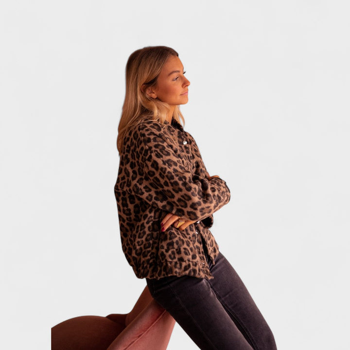 Gina - Cappotto moderno con stampa leopardata