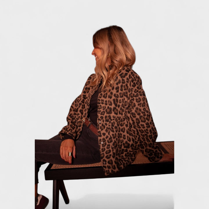 Gina - Cappotto moderno con stampa leopardata