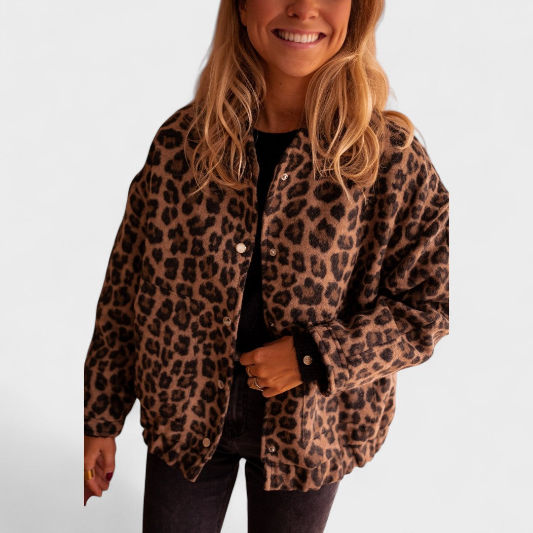 Gina - Cappotto moderno con stampa leopardata