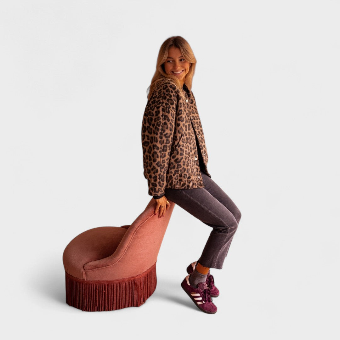 Gina - Cappotto moderno con stampa leopardata