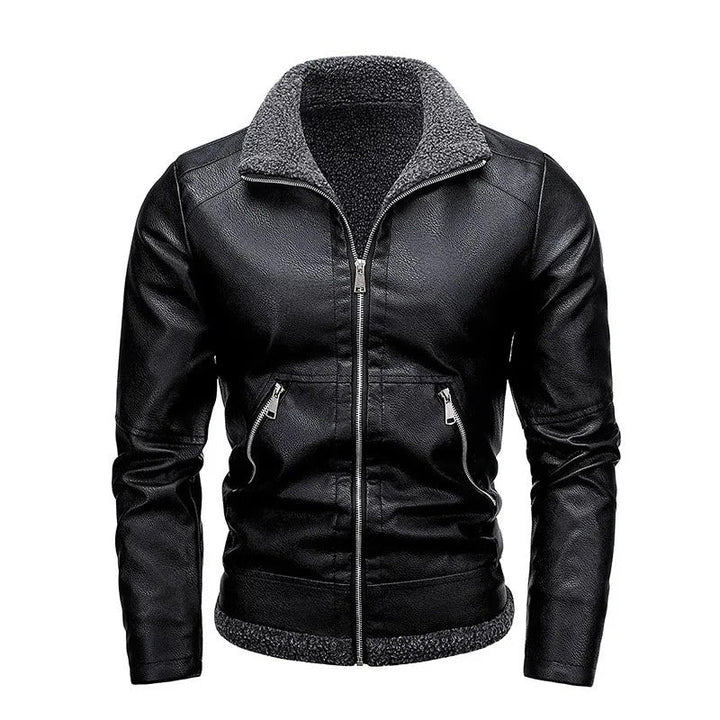 Elegante Giacca in Pelle e Fleece